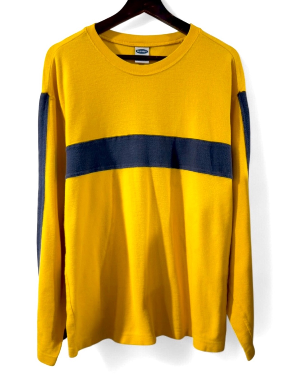 Y2K Old Navy Yellow/Navy Stripes Long Sleeve Crew Size Men’s XL